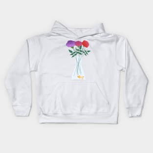 Flowers in a Vase with a Goldfish Kids Hoodie